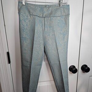 Soft Surroundings Pants sz PS Palladium Blue Gold Patterned Ponte